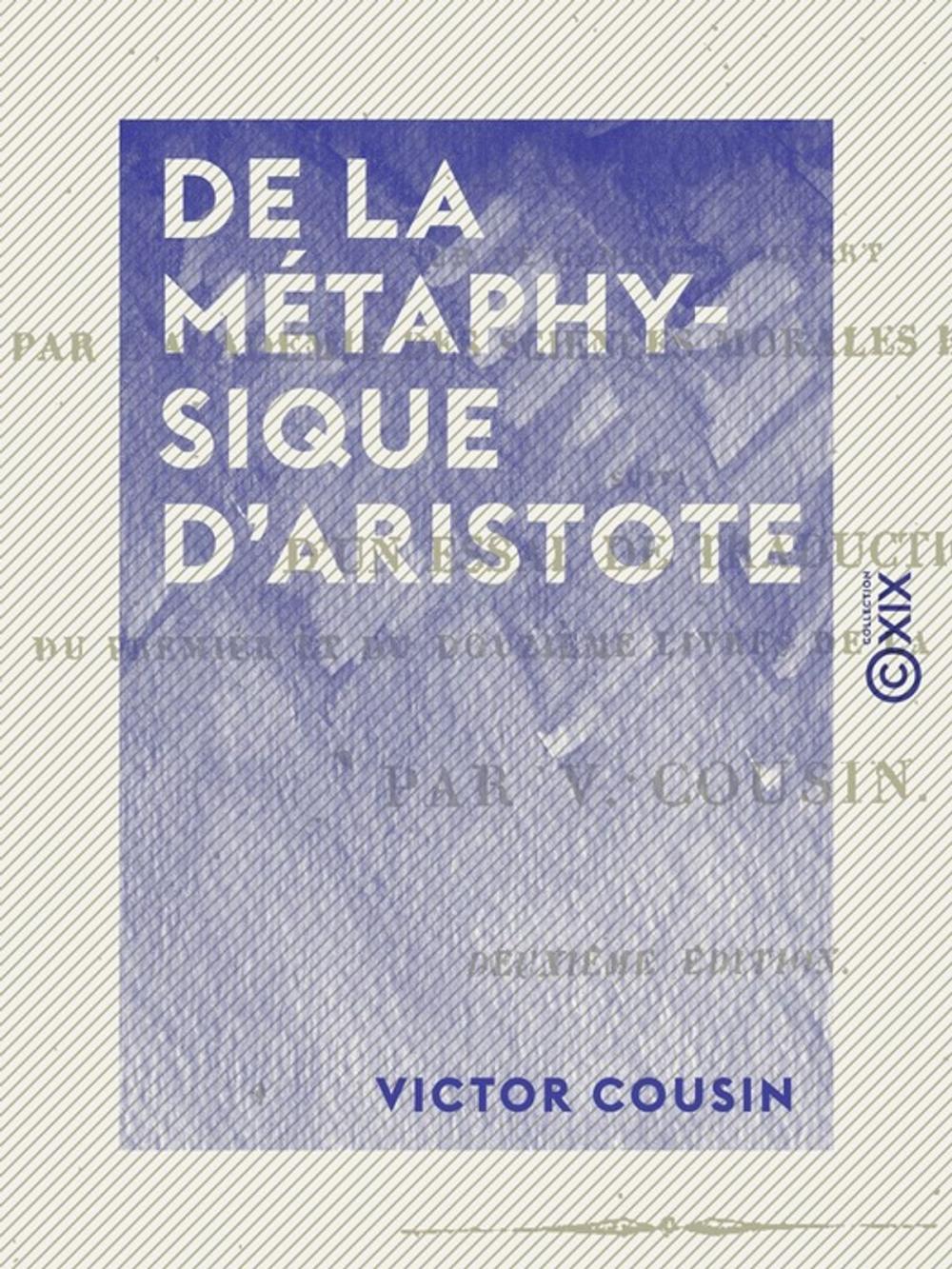 Big bigCover of De la métaphysique d'Aristote