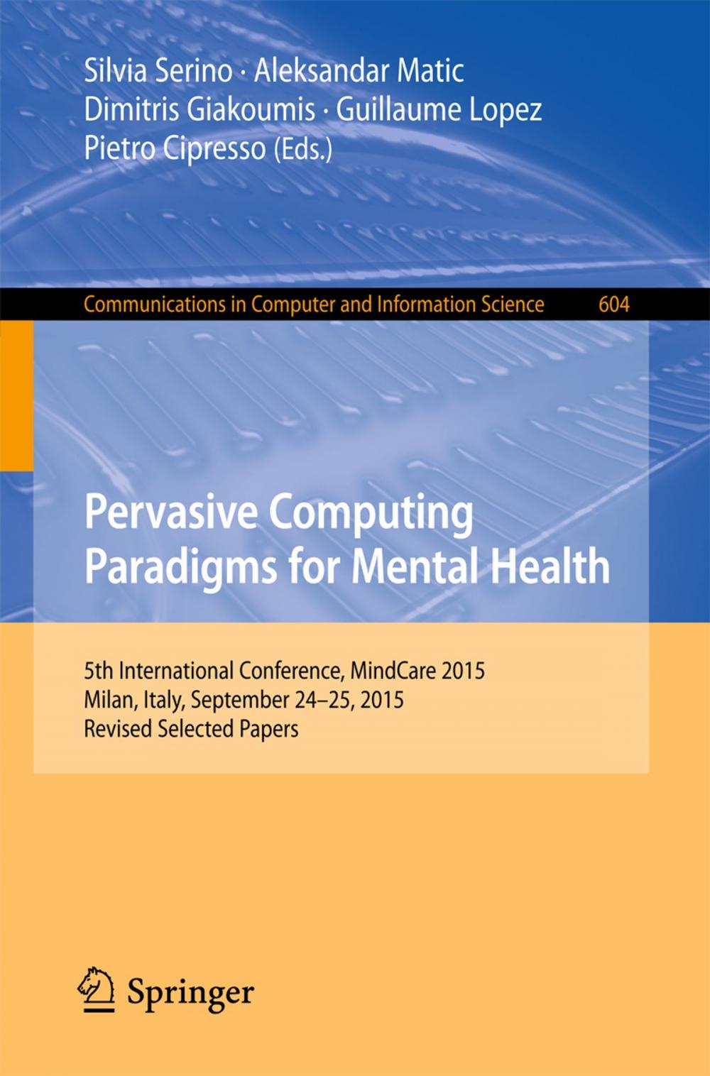 Big bigCover of Pervasive Computing Paradigms for Mental Health