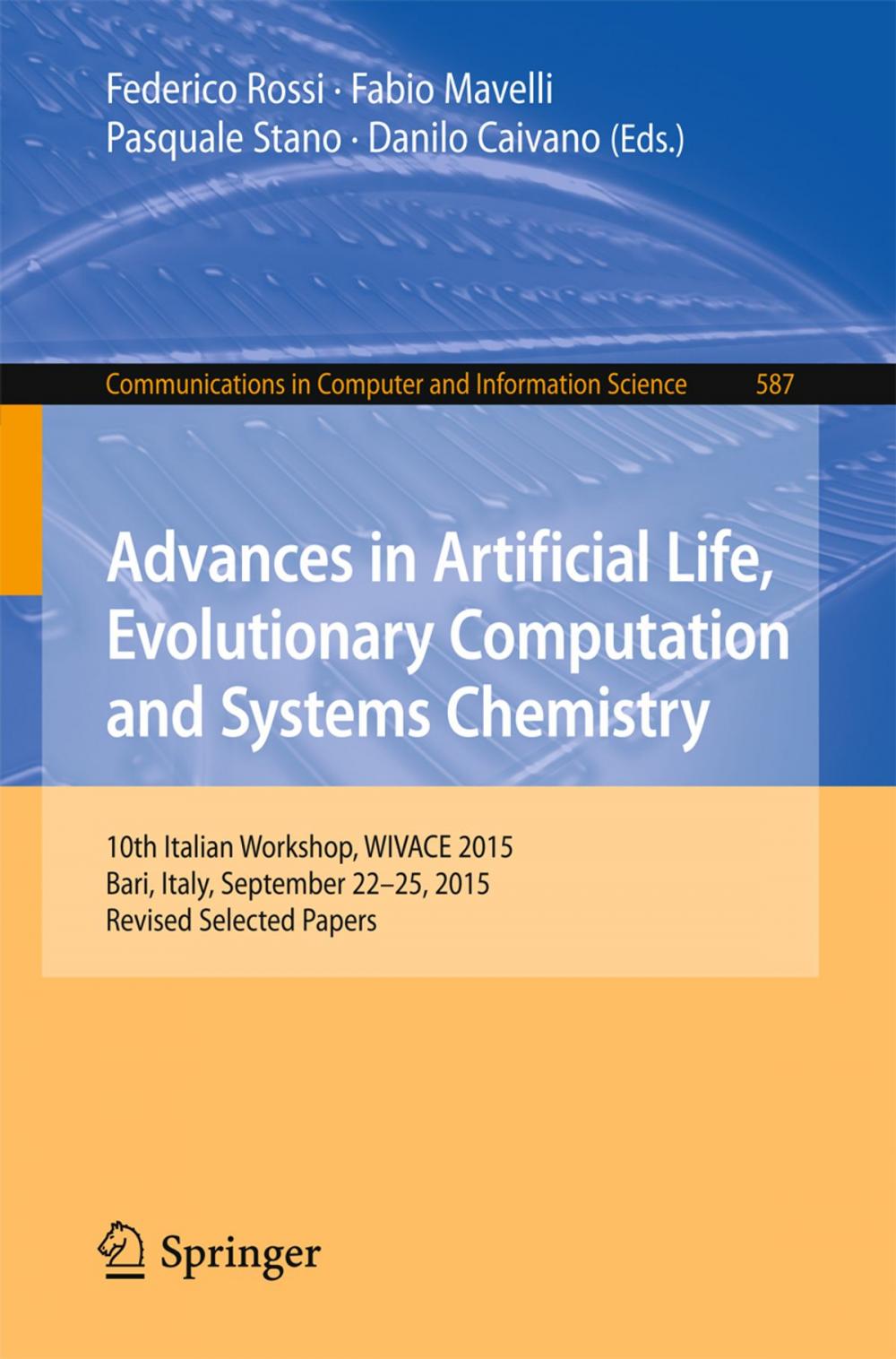 Big bigCover of Advances in Artificial Life, Evolutionary Computation and Systems Chemistry