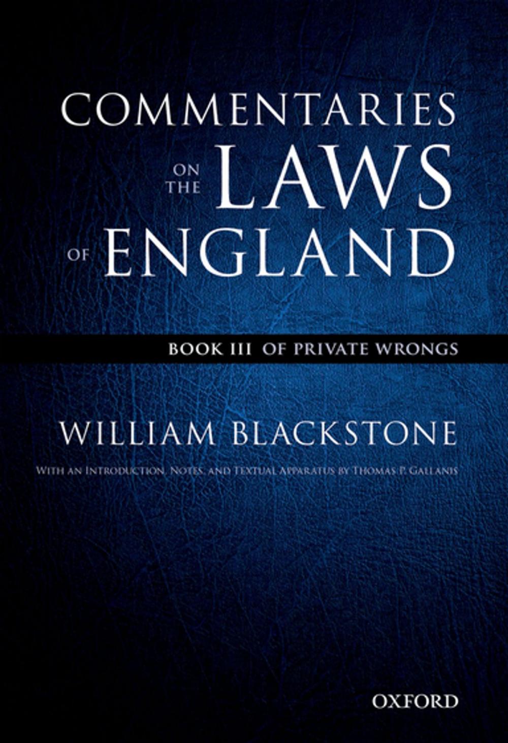 Big bigCover of The Oxford Edition of Blackstone's: Commentaries on the Laws of England