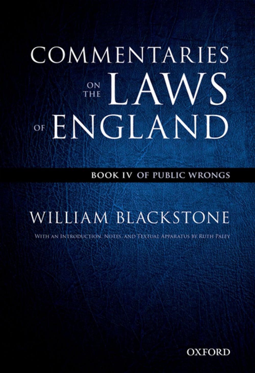 Big bigCover of The Oxford Edition of Blackstone's: Commentaries on the Laws of England