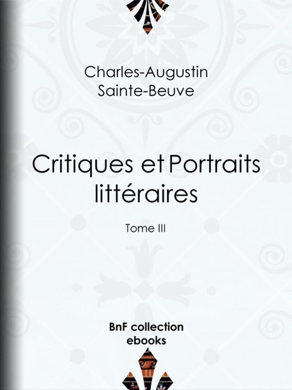 Big bigCover of Critiques et Portraits littéraires