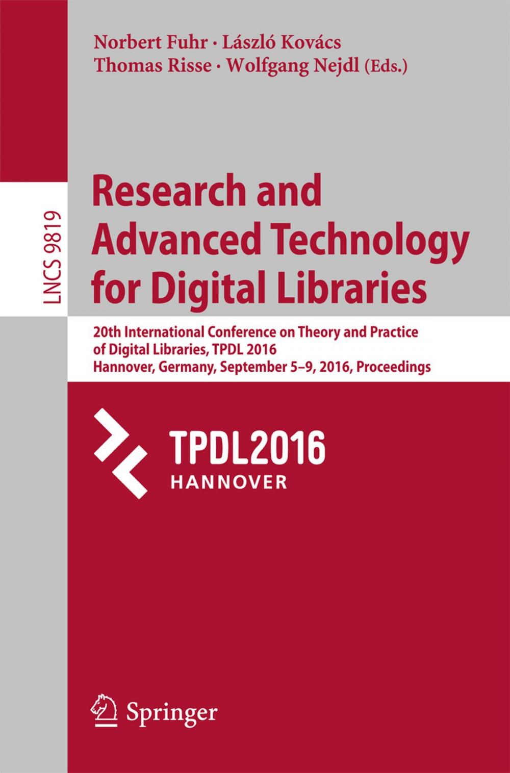 Big bigCover of Research and Advanced Technology for Digital Libraries