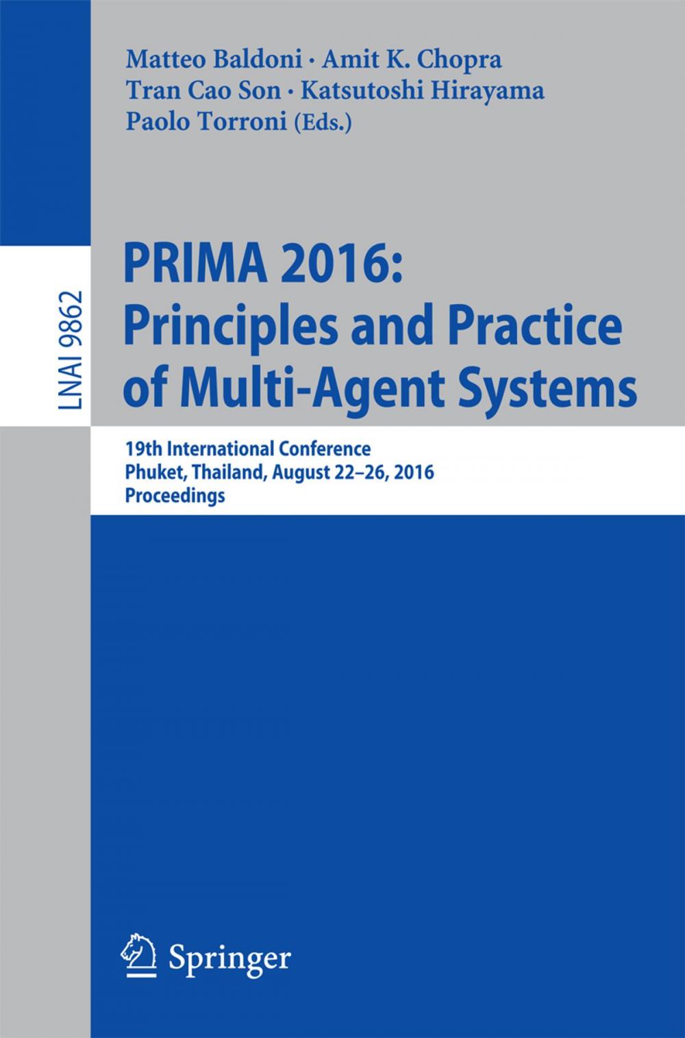 Big bigCover of PRIMA 2016: Principles and Practice of Multi-Agent Systems