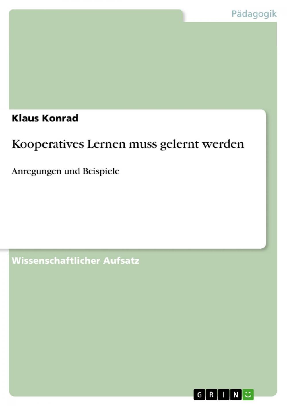 Big bigCover of Kooperatives Lernen muss gelernt werden