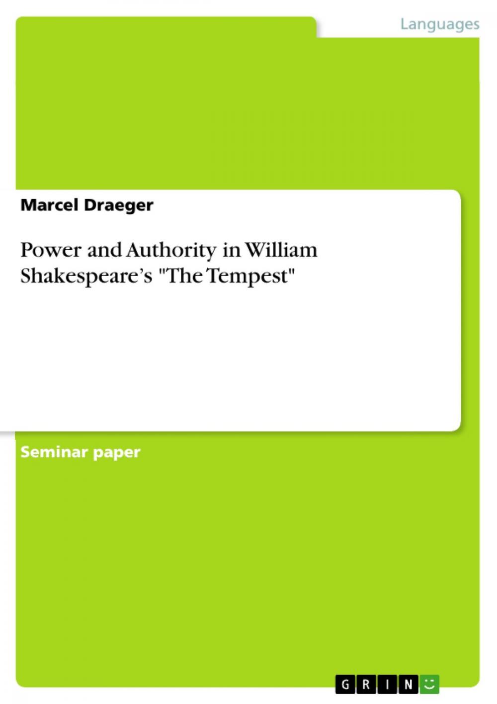 Big bigCover of Power and Authority in William Shakespeare's 'The Tempest'