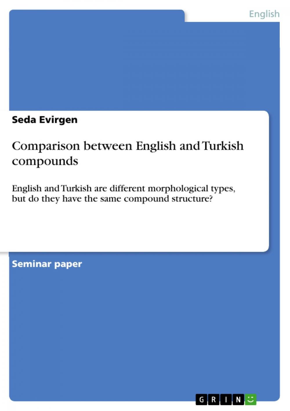 Big bigCover of Comparison between English and Turkish compounds