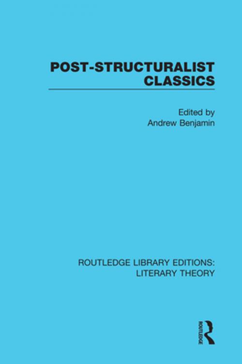 Cover of the book Post-Structuralist Classics by , Taylor and Francis