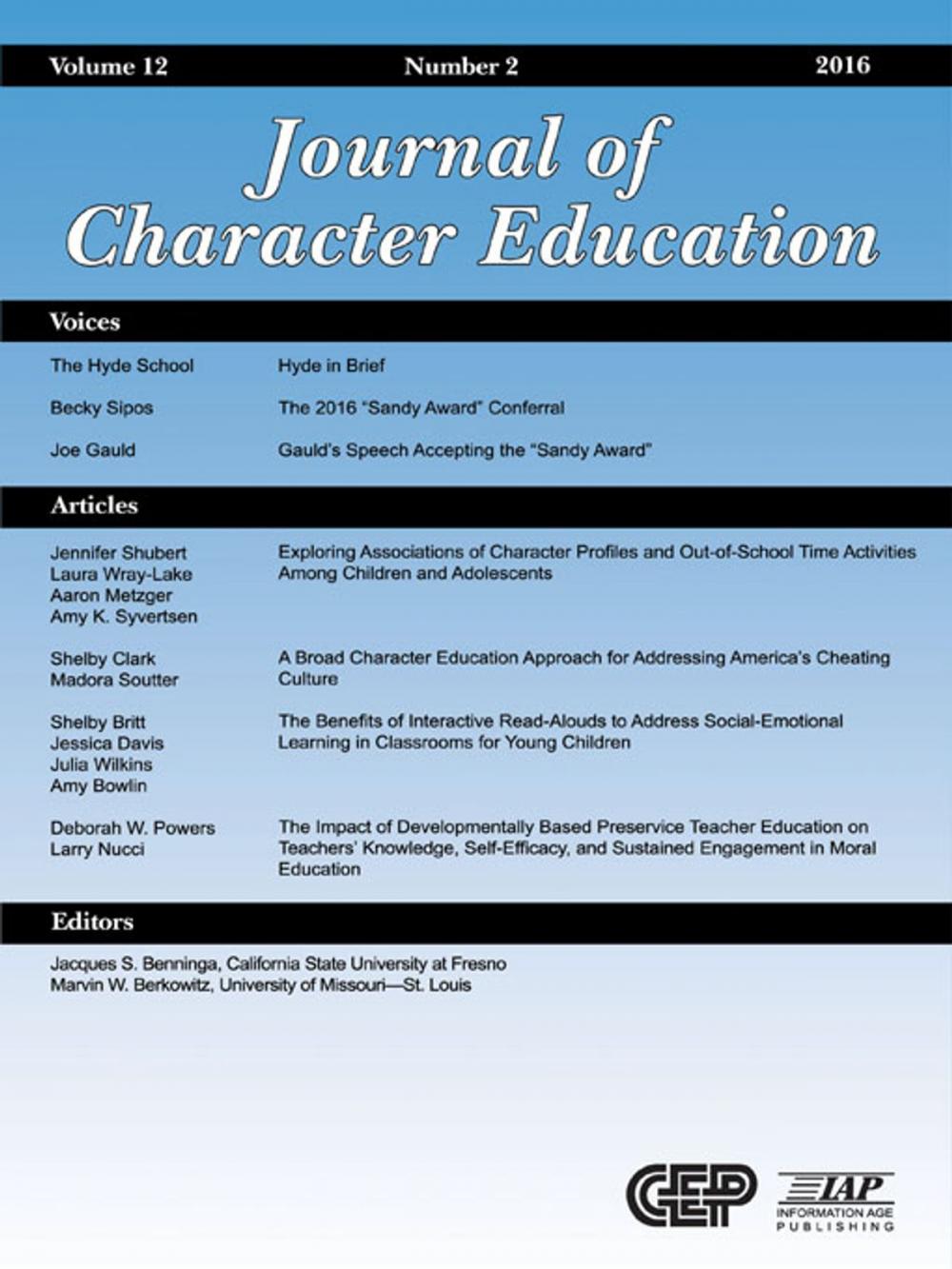 Big bigCover of Journal of Character Education Issue