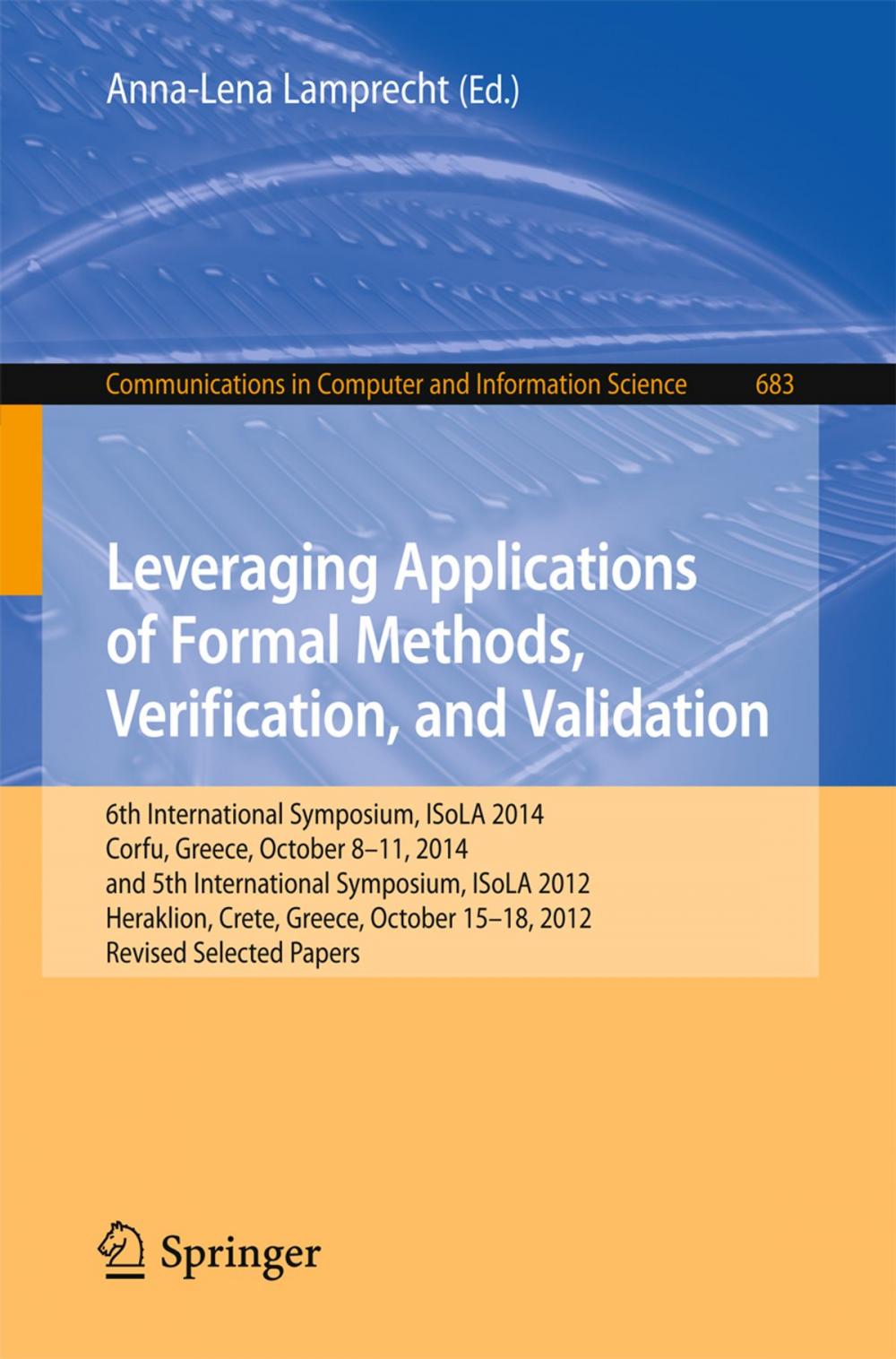 Big bigCover of Leveraging Applications of Formal Methods, Verification, and Validation