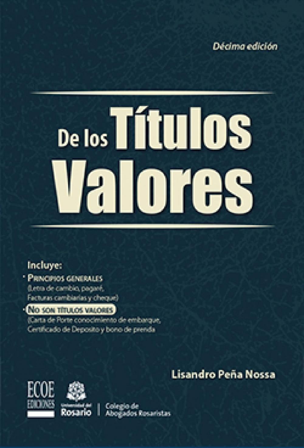 Big bigCover of De los títulos valores