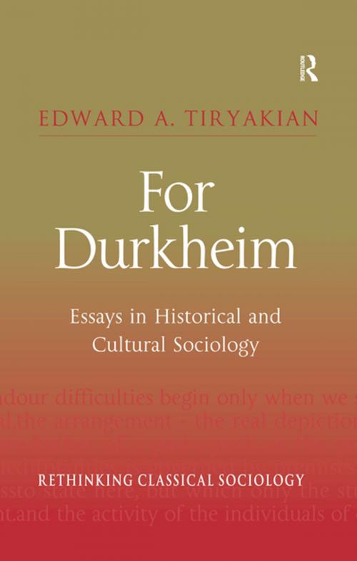 Cover of the book For Durkheim by Edward A. Tiryakian, Taylor and Francis