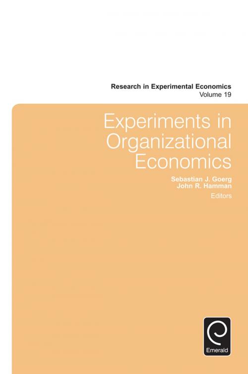 Cover of the book Experiments in Organizational Economics by , Emerald Group Publishing Limited