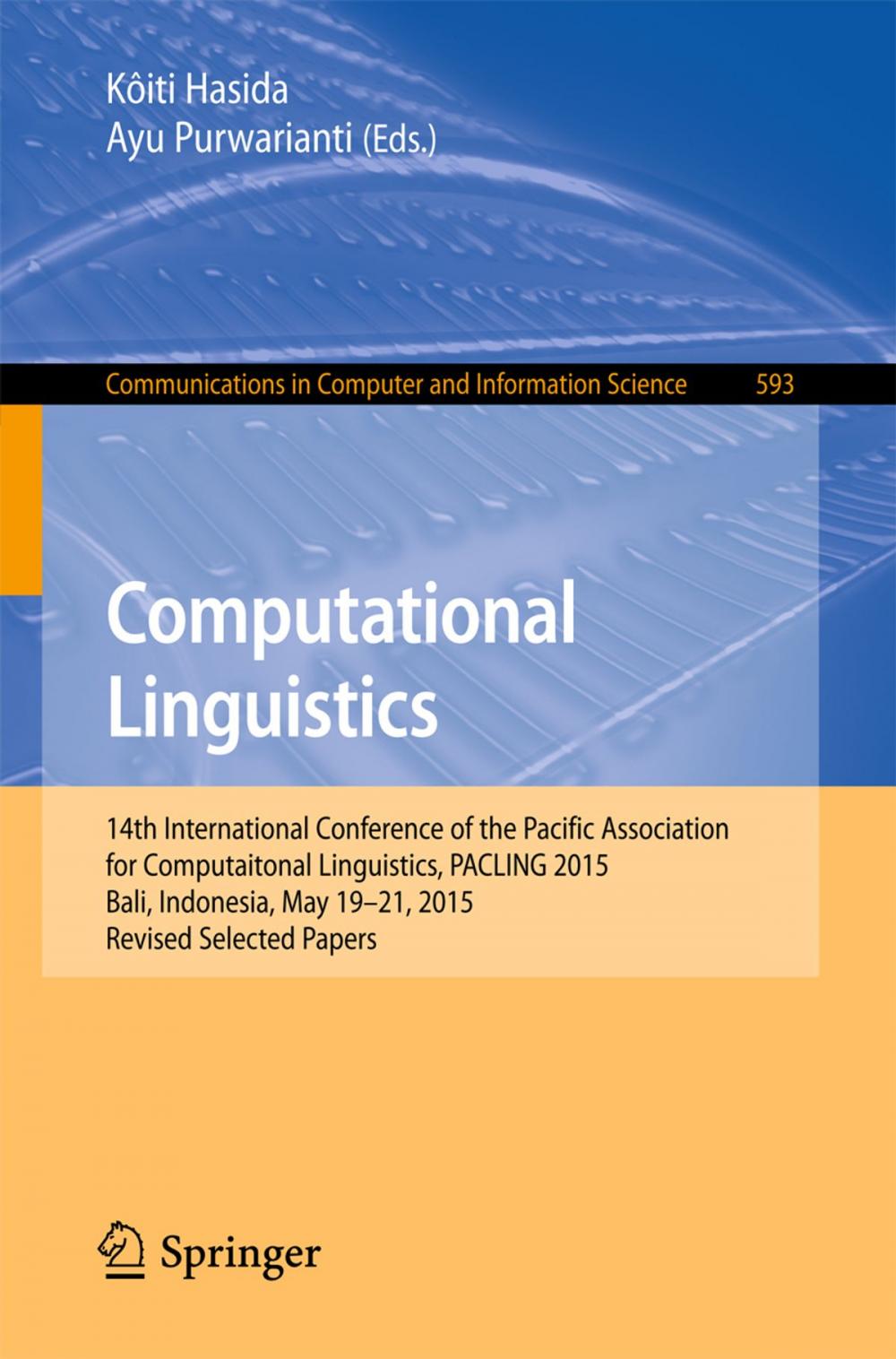 Big bigCover of Computational Linguistics