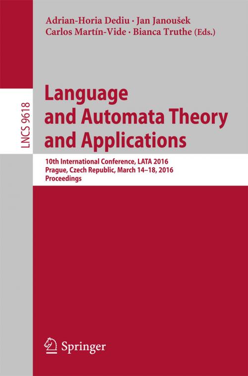 Cover of the book Language and Automata Theory and Applications by , Springer International Publishing