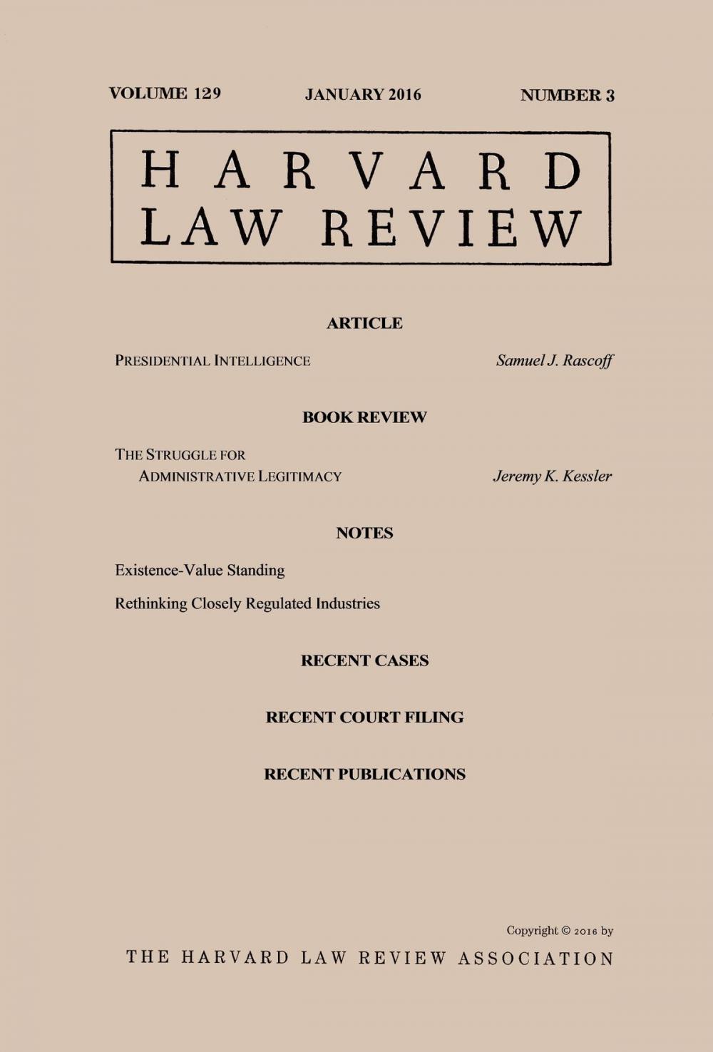 Big bigCover of Harvard Law Review: Volume 129, Number 3 - January 2016
