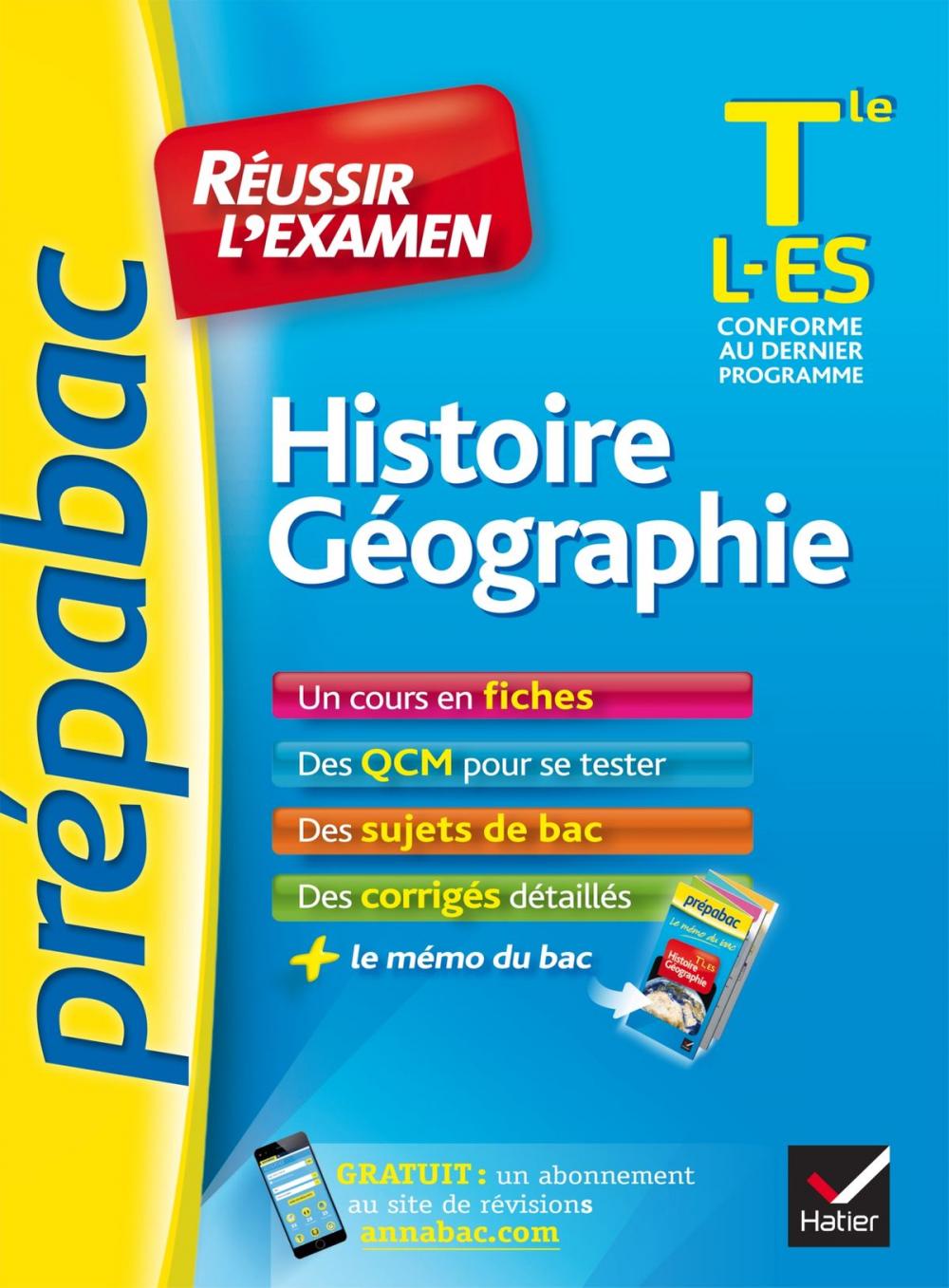 Big bigCover of Histoire-Géographie Tle L, ES - Prépabac Réussir l'examen