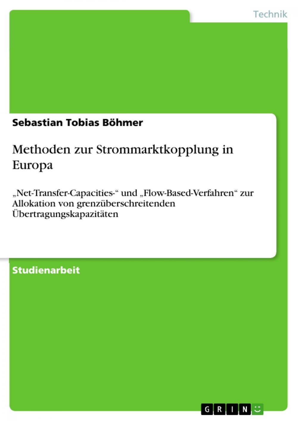 Big bigCover of Methoden zur Strommarktkopplung in Europa