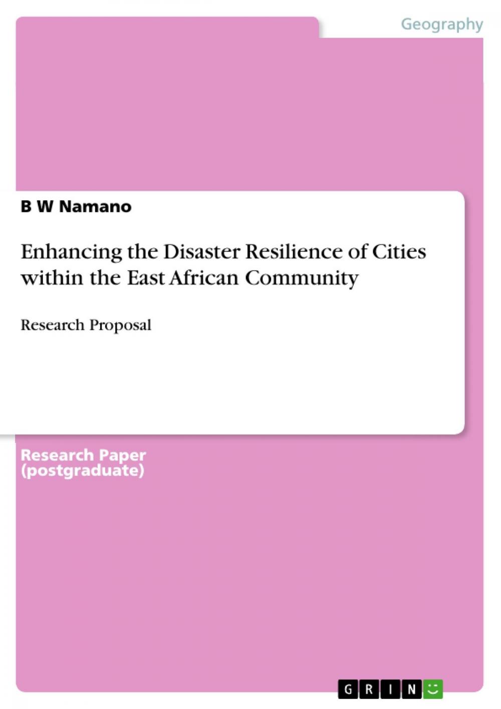 Big bigCover of Enhancing the Disaster Resilience of Cities within the East African Community