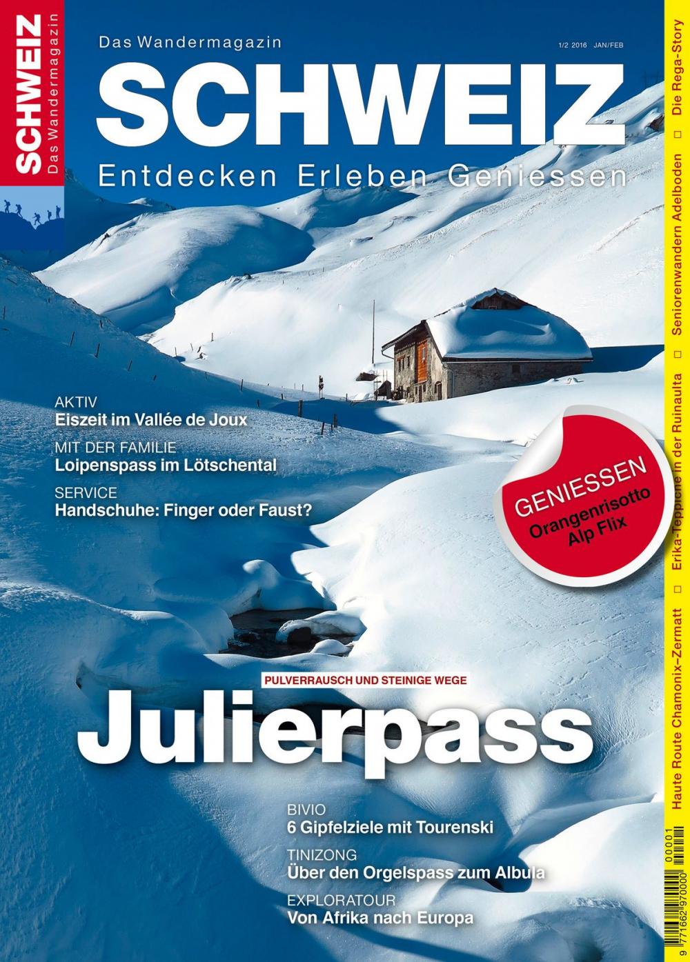 Big bigCover of Julierpass - Wandermagazin SCHWEIZ 1-2/2016