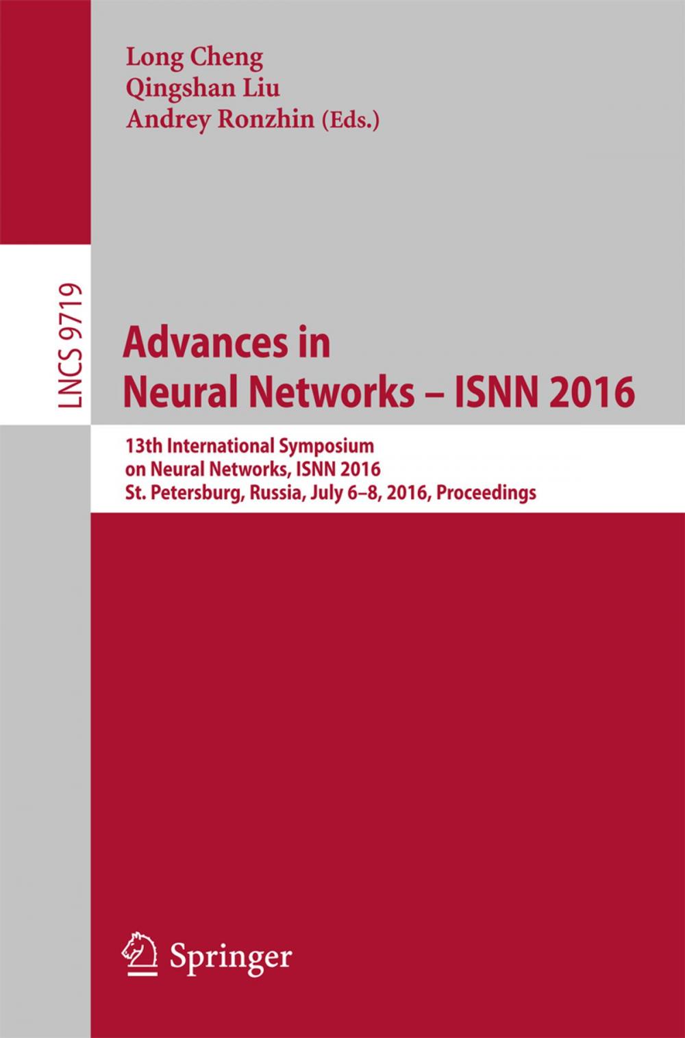 Big bigCover of Advances in Neural Networks – ISNN 2016