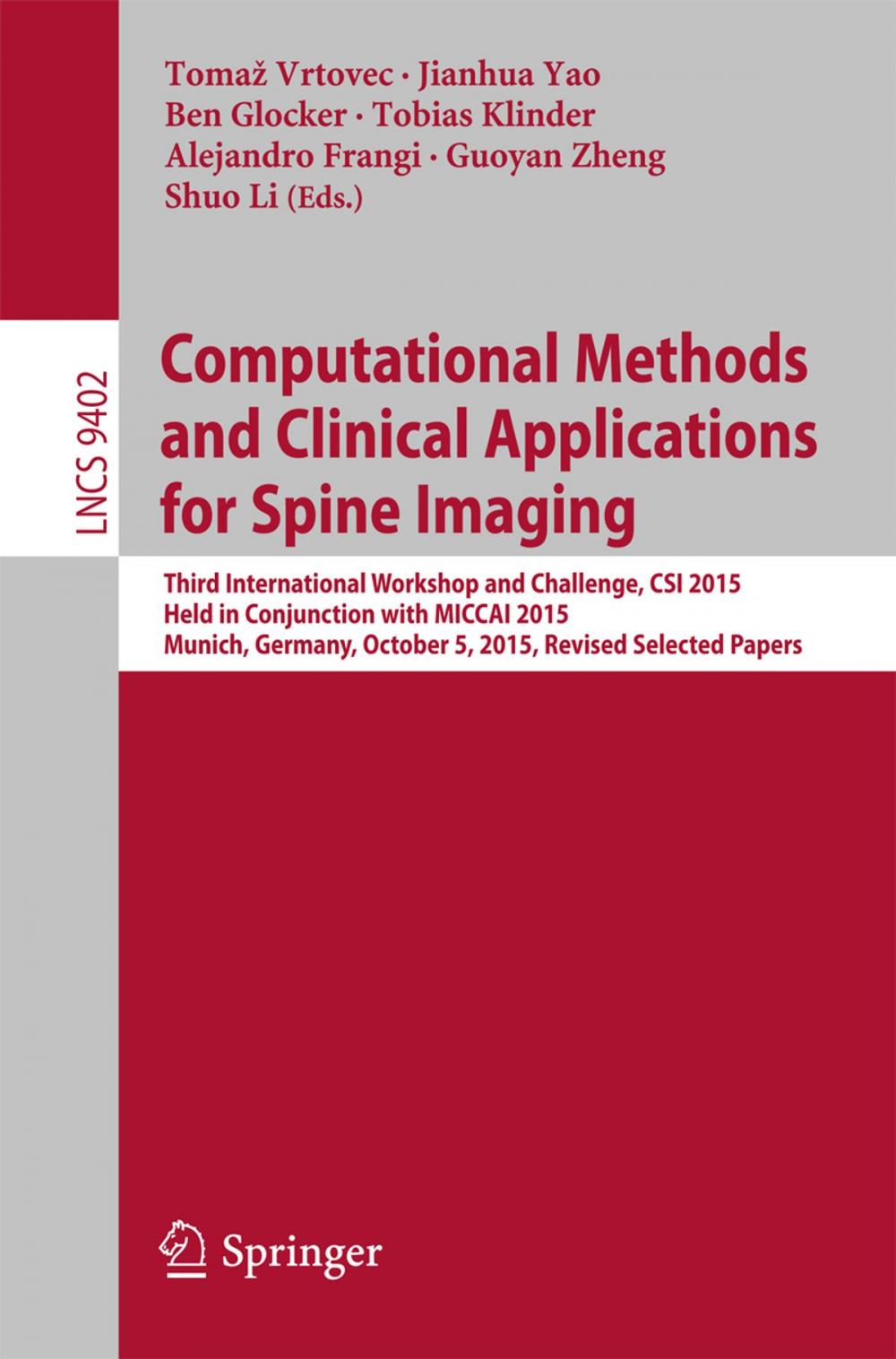 Big bigCover of Computational Methods and Clinical Applications for Spine Imaging