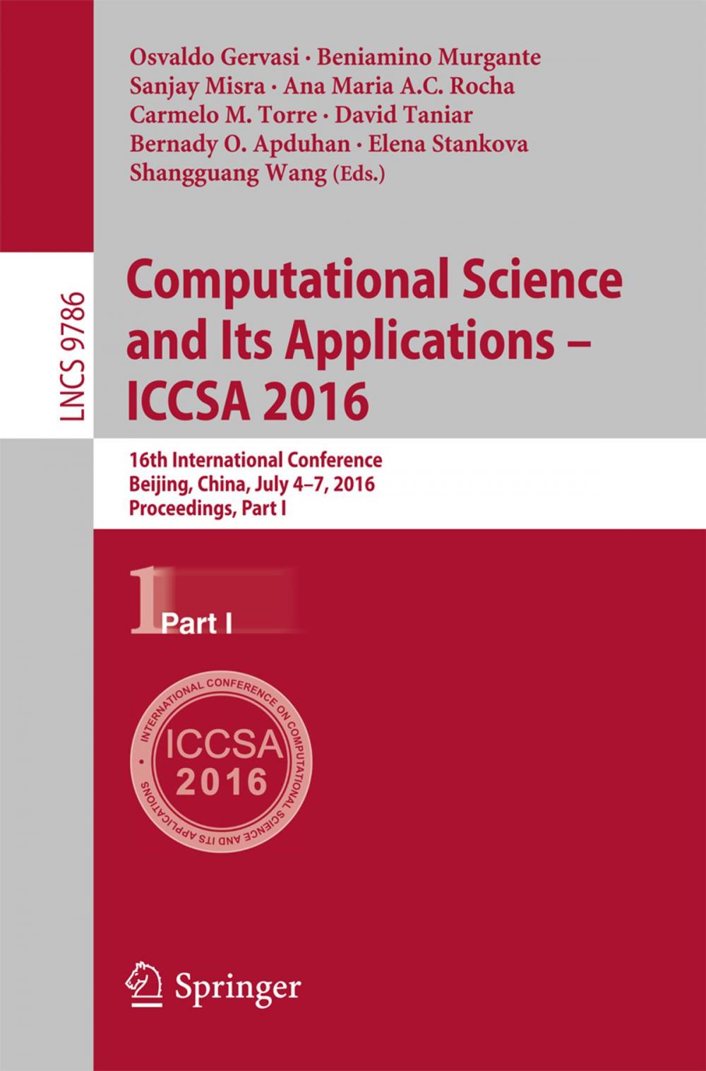 Big bigCover of Computational Science and Its Applications – ICCSA 2016