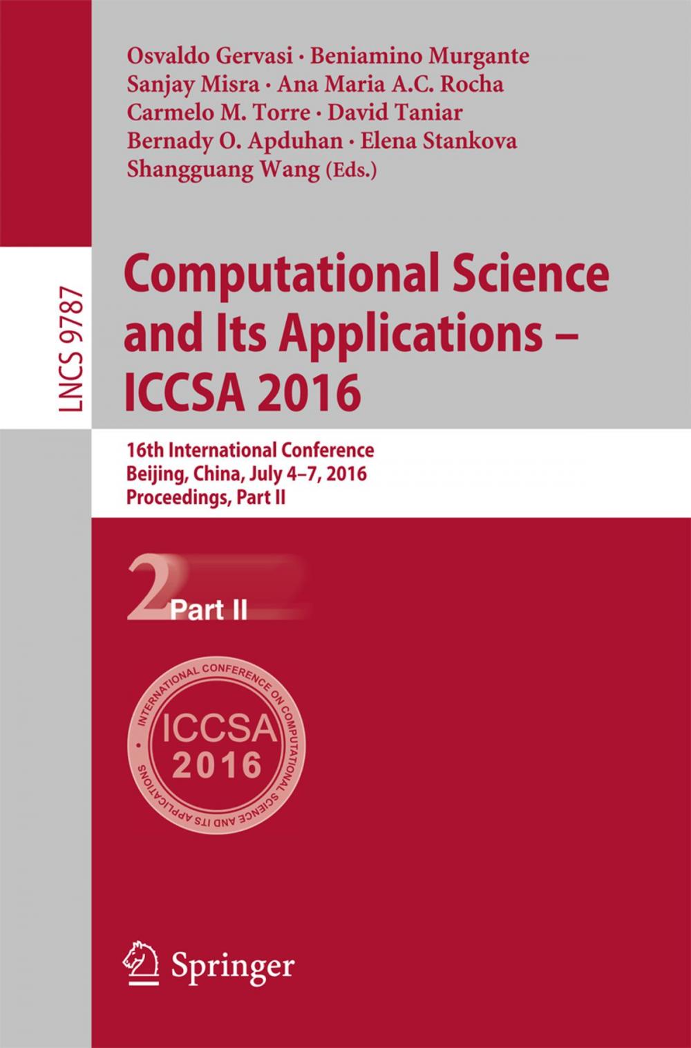 Big bigCover of Computational Science and Its Applications – ICCSA 2016