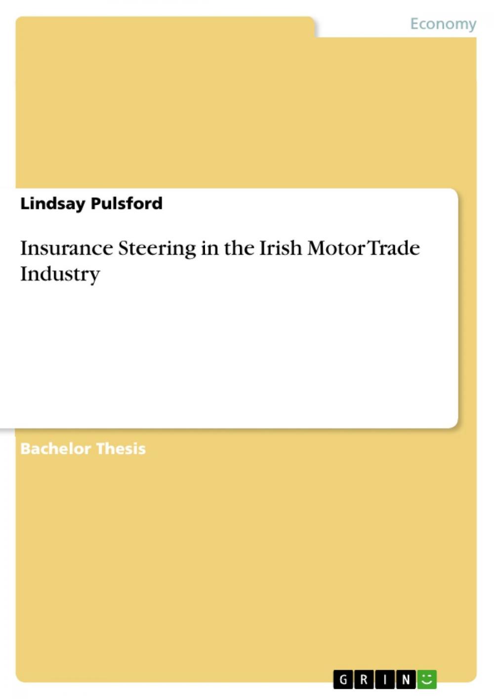 Big bigCover of Insurance Steering in the Irish Motor Trade Industry
