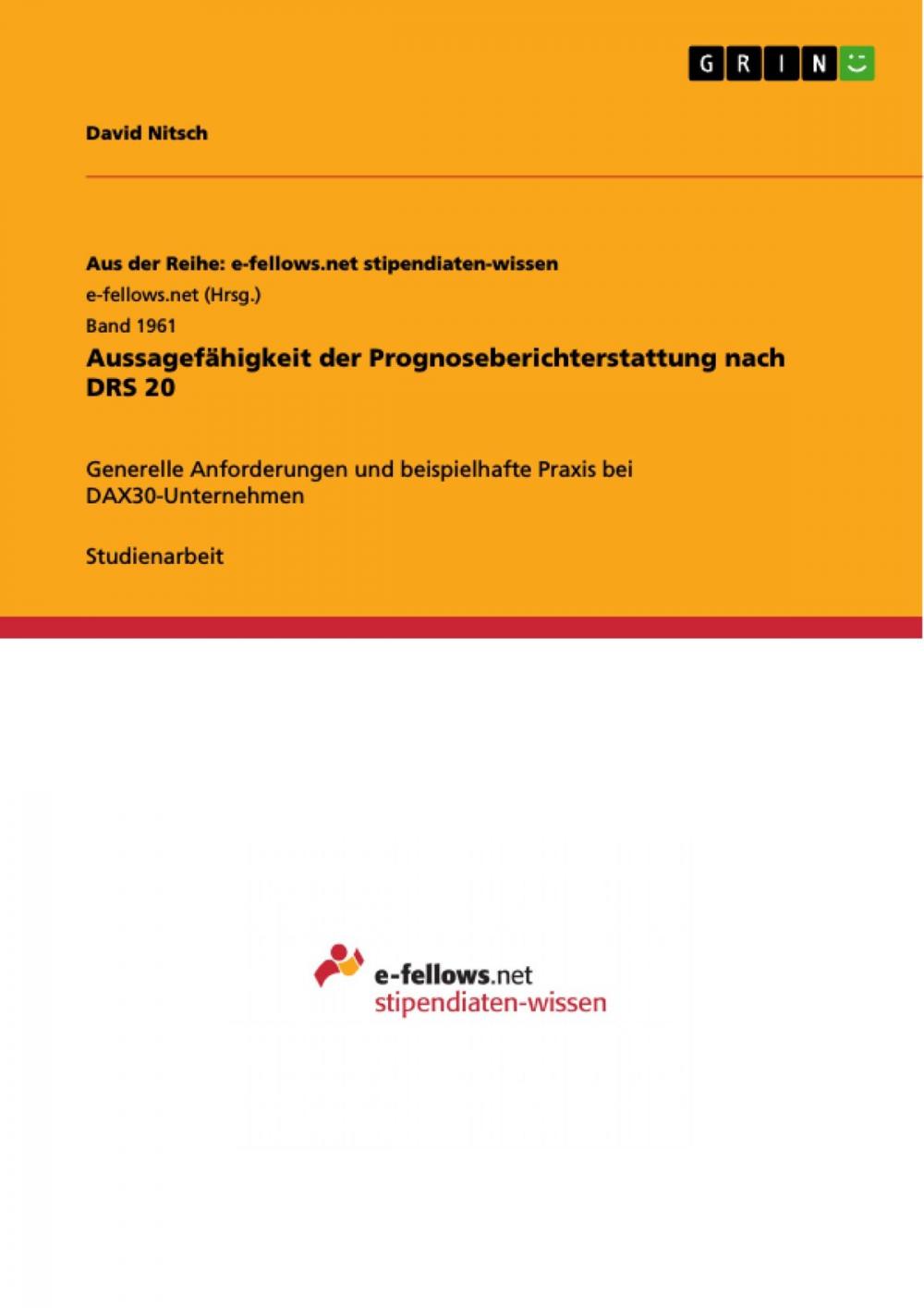 Big bigCover of Aussagefähigkeit der Prognoseberichterstattung nach DRS 20