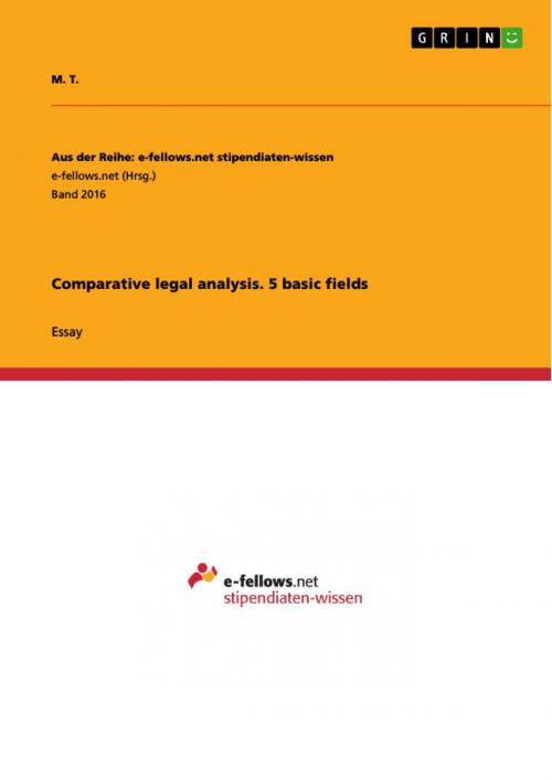 Cover of the book Comparative legal analysis. 5 basic fields by M. T., GRIN Verlag