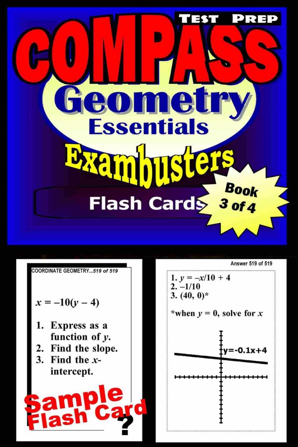 Big bigCover of COMPASS Test Prep Geometry Review--Exambusters Flash Cards--Workbook 3 of 4