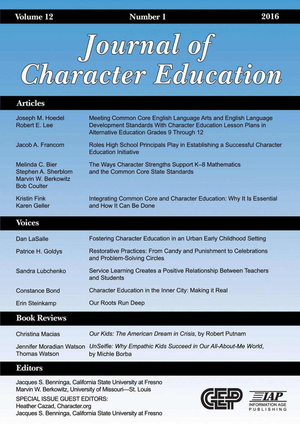 Big bigCover of Journal of Character Education Issue