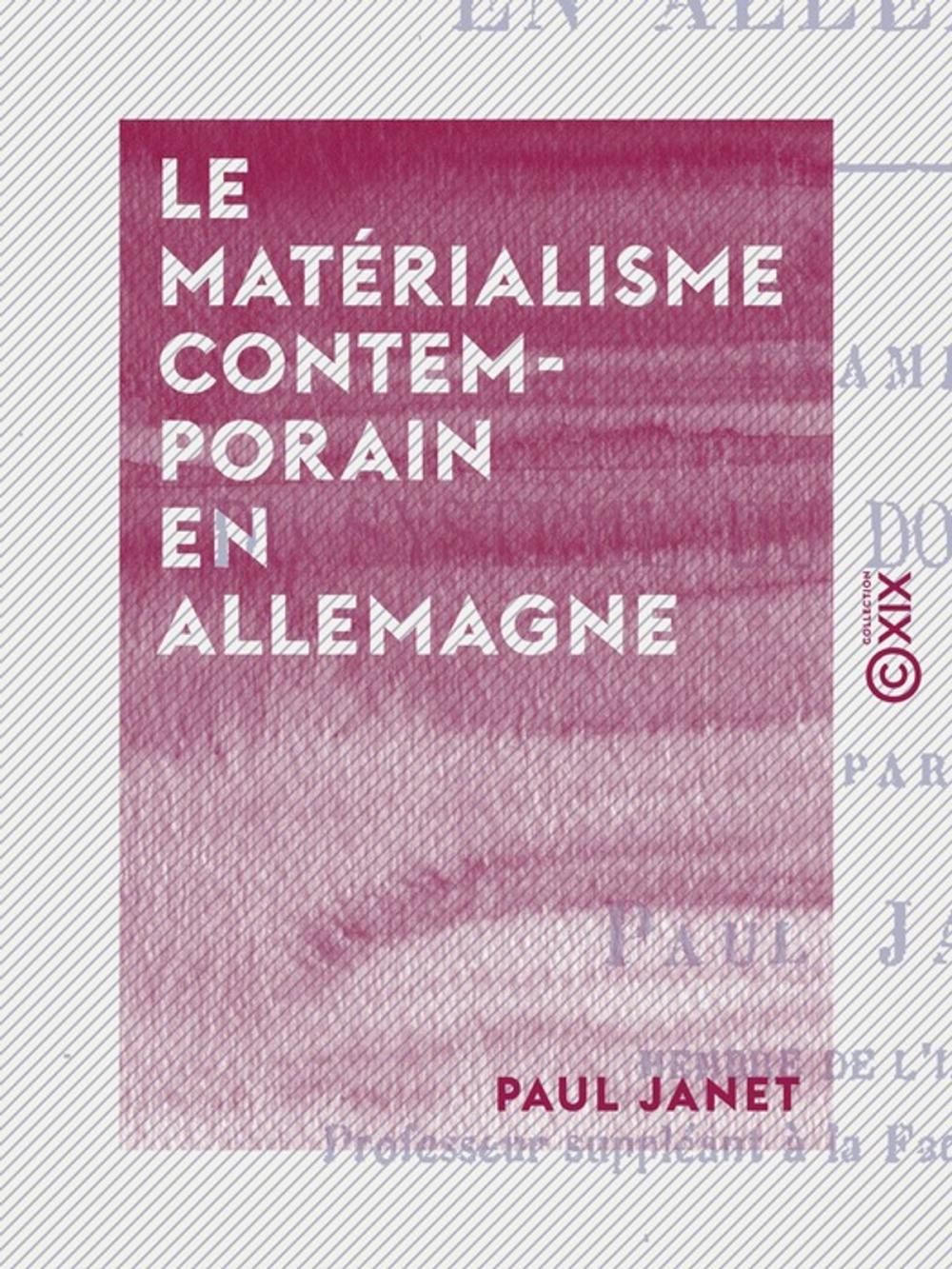 Big bigCover of Le Matérialisme contemporain en Allemagne