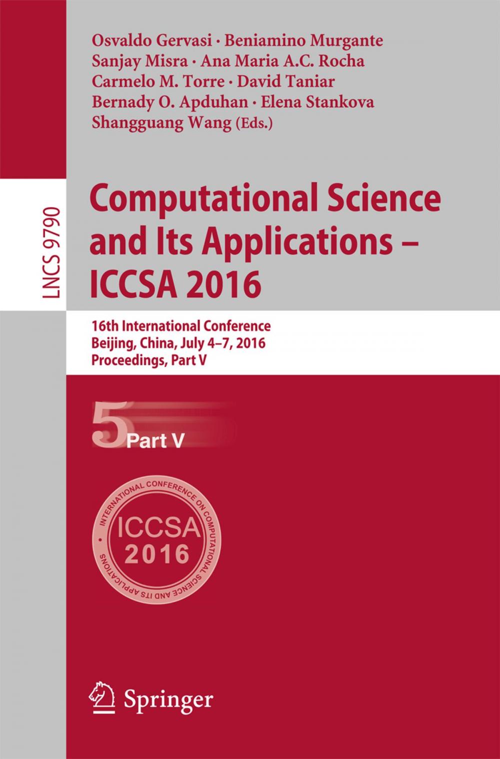 Big bigCover of Computational Science and Its Applications – ICCSA 2016