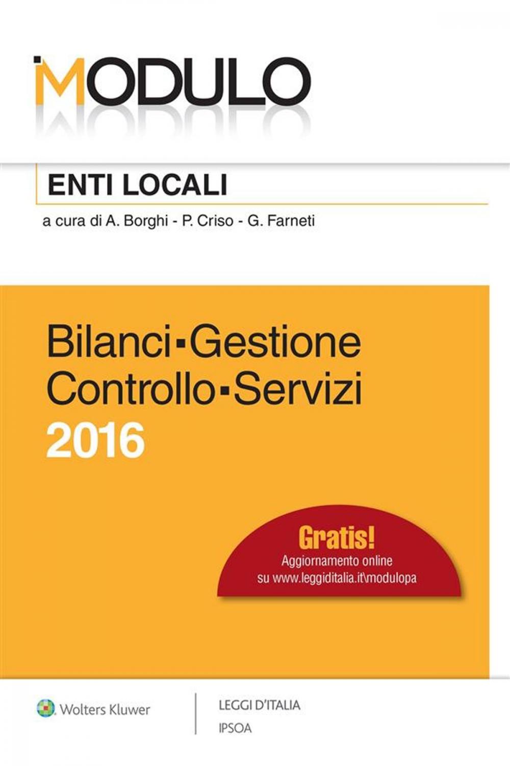 Big bigCover of Modulo Enti locali Bilanci - Gestione - Controllo - Servizi