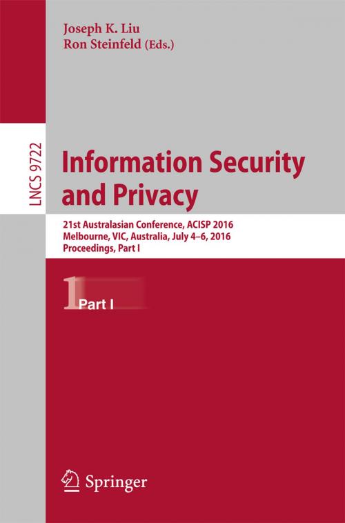 Cover of the book Information Security and Privacy by , Springer International Publishing