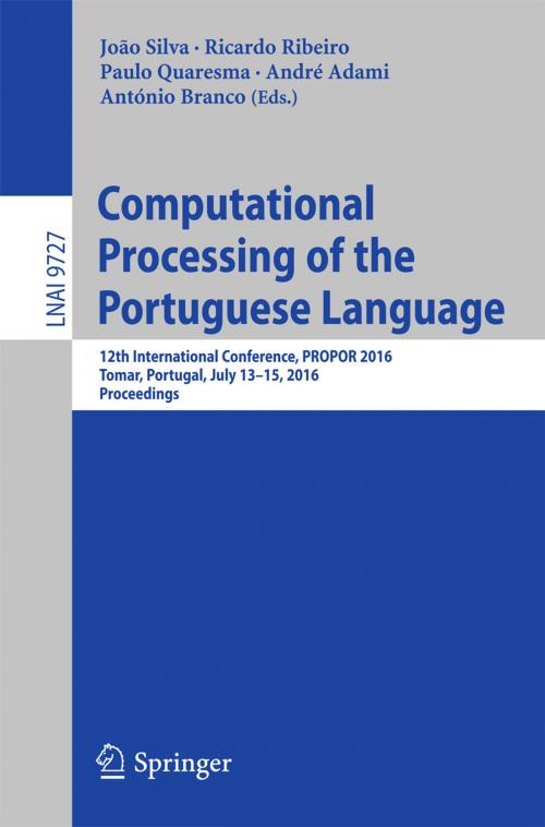 Cover of the book Computational Processing of the Portuguese Language by , Springer International Publishing