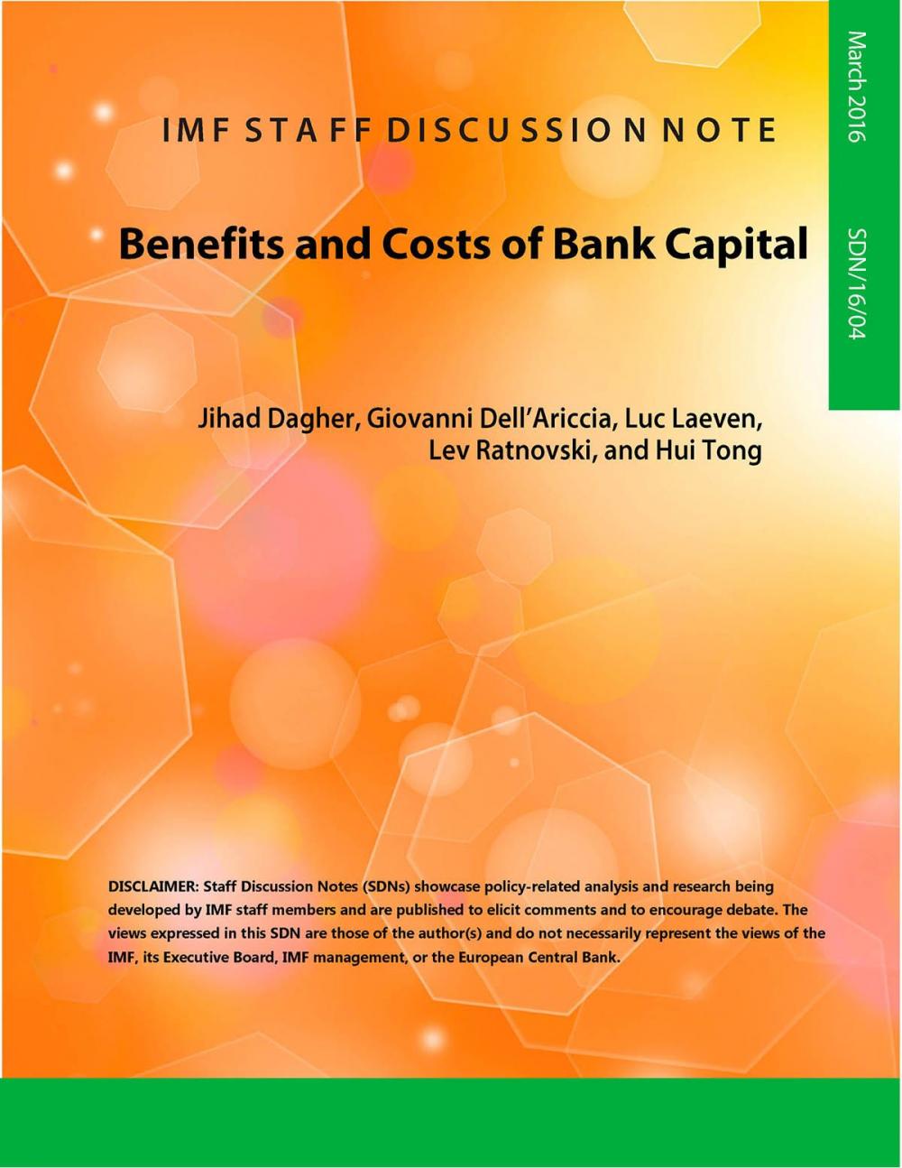 Big bigCover of Benefits and Costs of Bank Capital