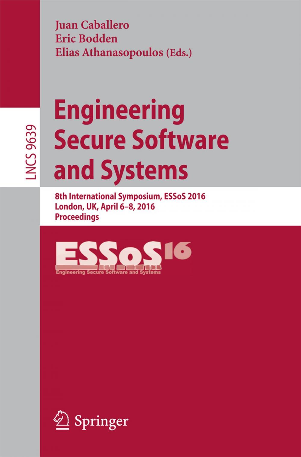 Big bigCover of Engineering Secure Software and Systems
