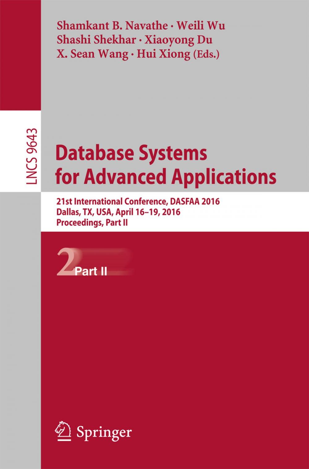 Big bigCover of Database Systems for Advanced Applications