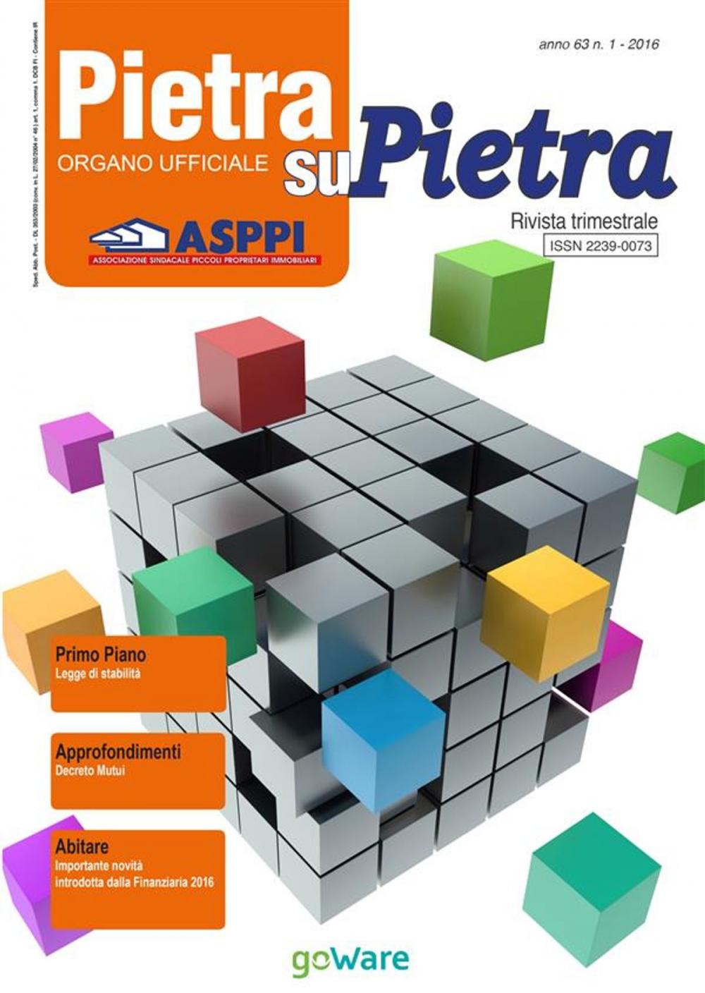 Big bigCover of Pietra su Pietra - anno 63 n.1 2016