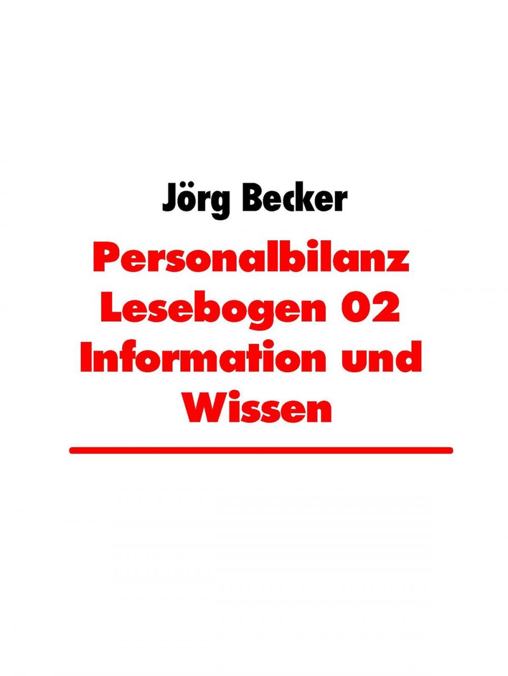 Big bigCover of Personalbilanz Lesebogen 02 Information und Wissen