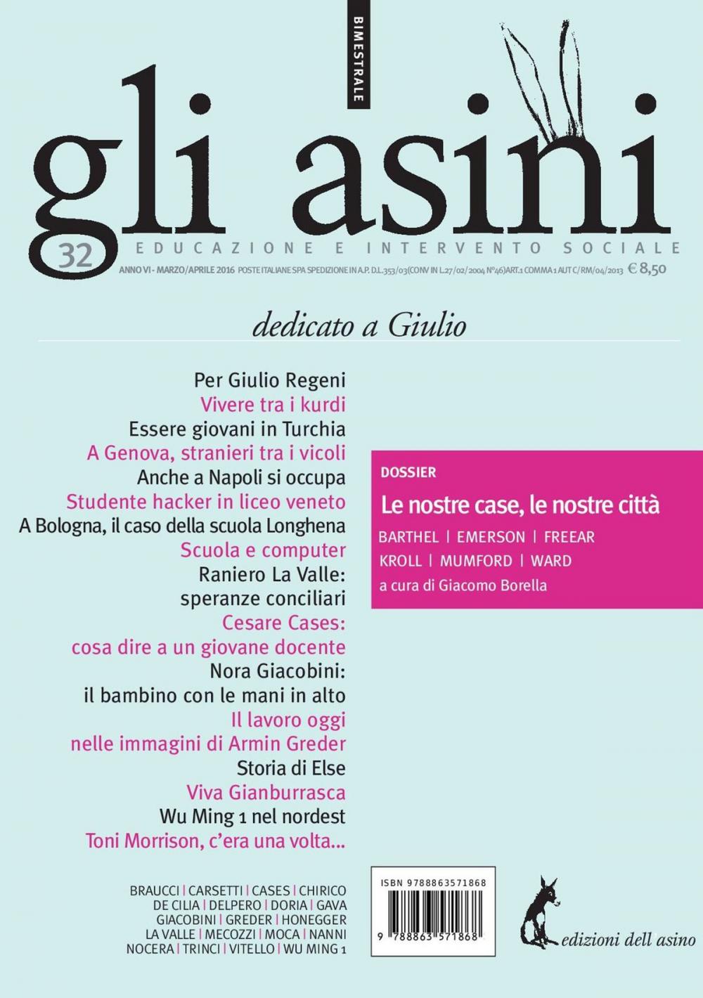 Big bigCover of Gli asini n. 32. Rivista di educazione e intervento sociale