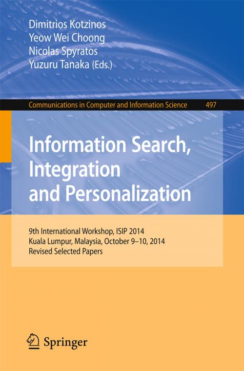 Cover of the book Information Search, Integration and Personalization by , Springer International Publishing