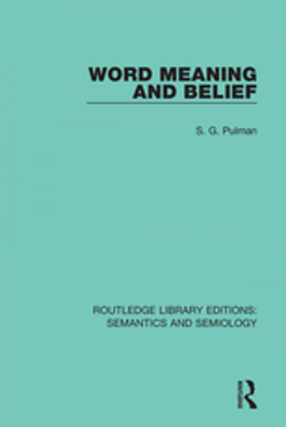 Big bigCover of Word Meaning and Belief