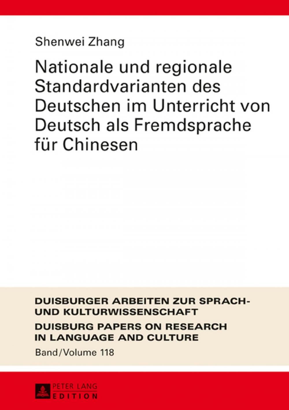 Big bigCover of Nationale und regionale Standardvarianten des Deutschen im Unterricht von Deutsch als Fremdsprache fuer Chinesen