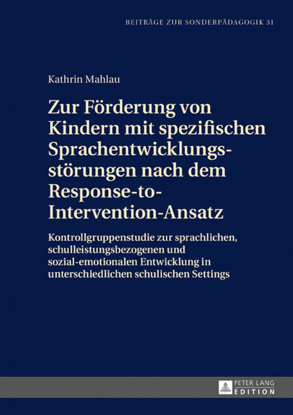 Big bigCover of Zur Foerderung von Kindern mit spezifischen Sprachentwicklungsstoerungen nach dem Response-to-Intervention-Ansatz