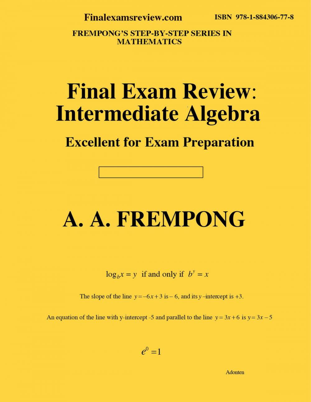 Big bigCover of Final Exam Review: Intermediate Algebra