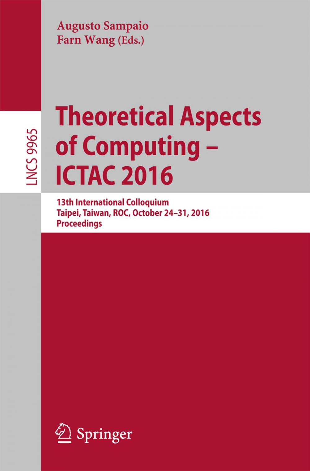 Big bigCover of Theoretical Aspects of Computing – ICTAC 2016